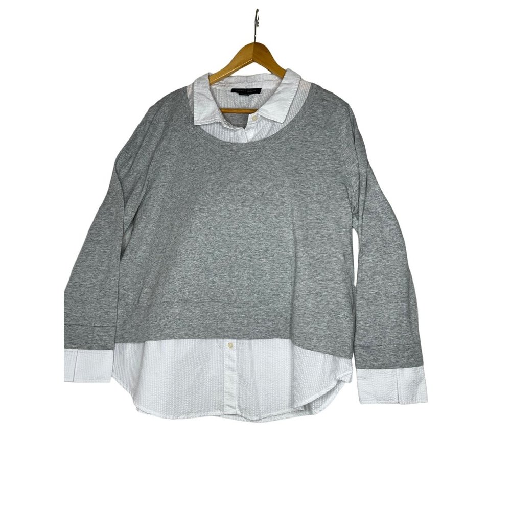 Tommy Hilfiger two extra large, 2 for 1 sweater collar button up gray white long